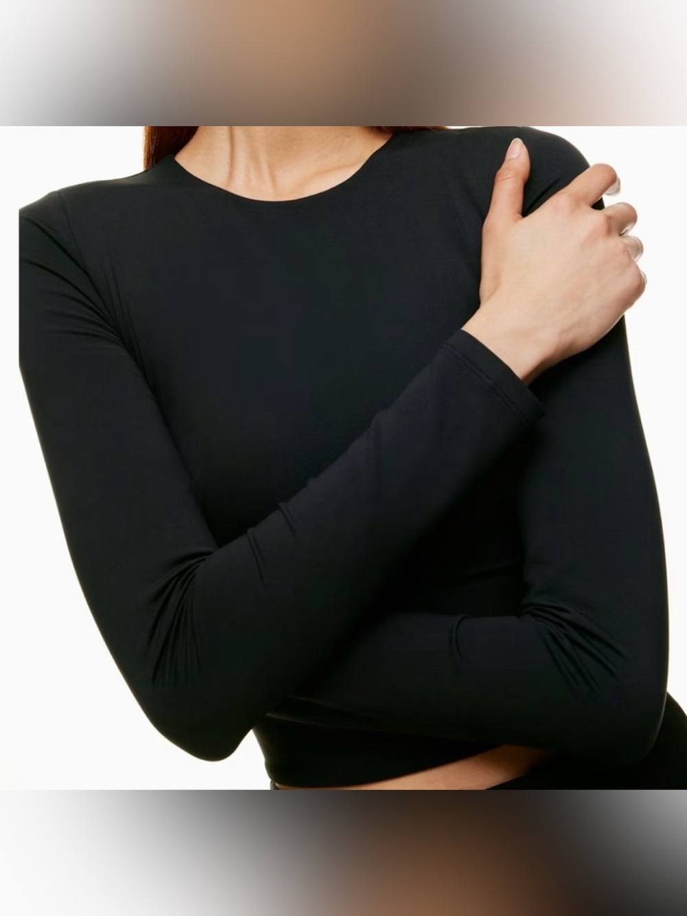 Aritzia Contour Crew Black Long Sleeve Top